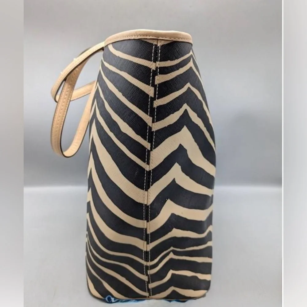 Coach Black & Beige Zebra Print PVC Park Metro Tote Bag Authentic